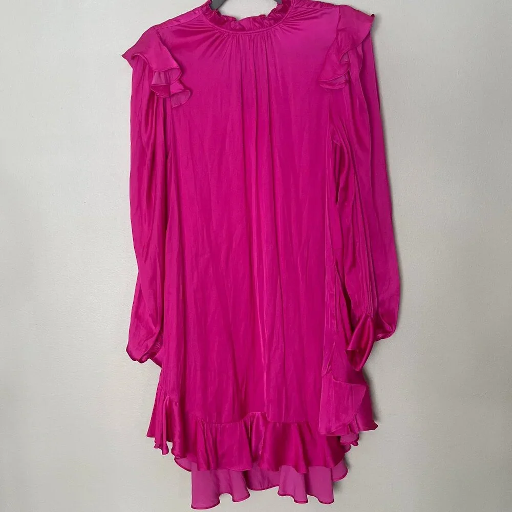 Zadig & Voltaire Ruins Satin Dress, high lowPink, Size Small EUC - Picture 8 of 14